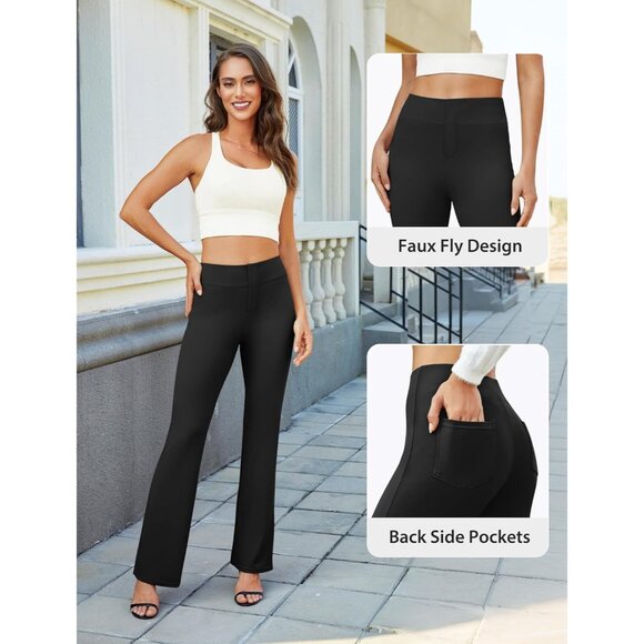 Womens Bootcut Dress Pants Business Casual Work Pants with Pockets High Waist St - Picture 4 of 6